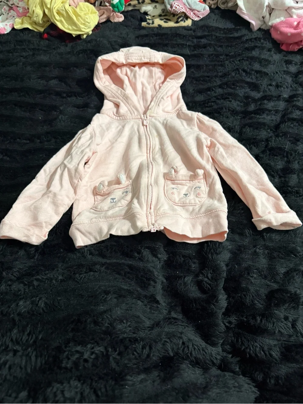 Pink Hooded Girls' Jacket with Animal Pocket Detail